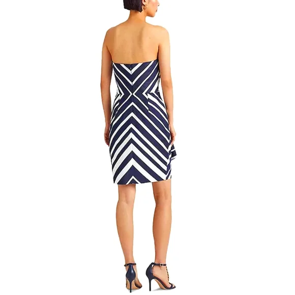 LAUREN RALPH LAUREN- Women's Striped Taffeta Strapless Cocktail Dress - Picture 3 of 4